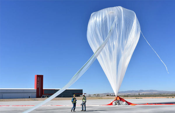 NASA balloon resting on ground